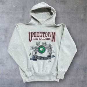 Hanes Uniontown Red Raiders Football PA Vintage 93' Gray Hoodie Men's Size M